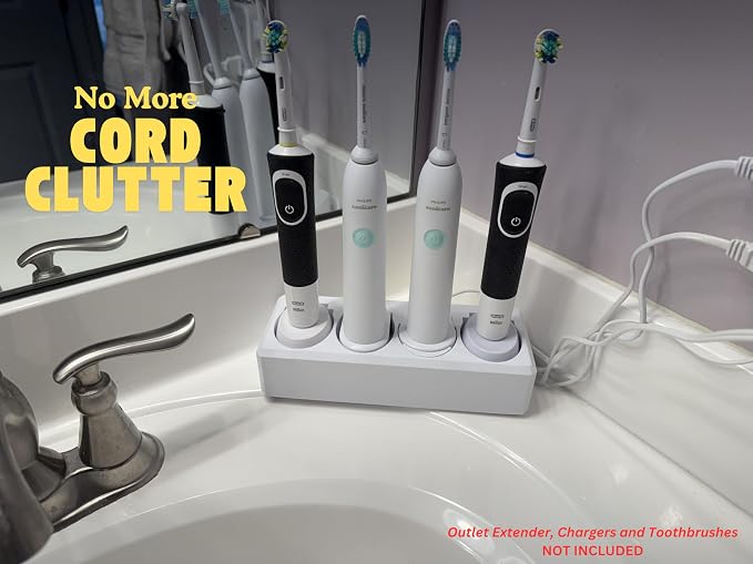 4 Slot Family Electric Toothbrush Charger Holder and Bathroom Organizer - Image 9