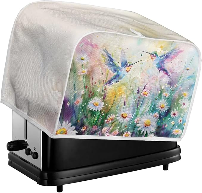 Hummingbird Daisy Print Toaster 2 Slice Cover Universal Size Kitchen Appliance Cover Fingerprint Protection Kitchen Home Decor