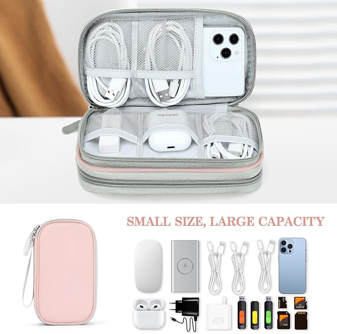FYY Electronic Organizer, Travel Tech Pouch Bag, Cable Organizer Light Pink | - Image 6