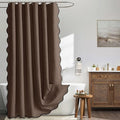 MIULEE Brown Scalloped Linen Shower Curtain 72x72 Inches by MIULEE
