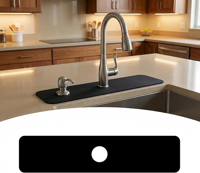 Cuttable Kitchen Sink Faucet Mat: 24"Lx5.5"W Splash Guard by EazziSwitch