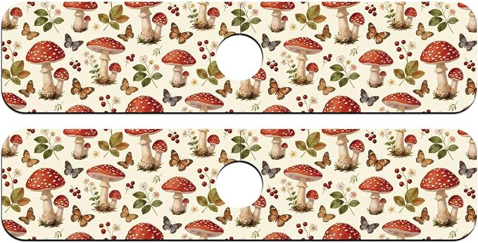 2 Pcs Plants and Mushrooms Kitchen Sink Splash Guard Faucet Mat Leaves - Image 8