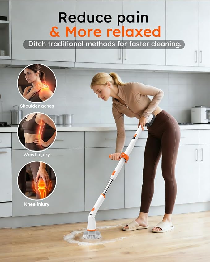 Electric Spin Scrubber, 1500RPM Powerful Cleaning Brush - Image 3