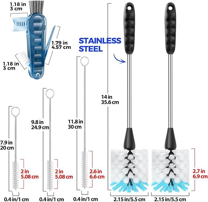 Holikme 6 Pack Bottle Brush Set, 3 Straw Brushes, 4-in-1 Bottle Cleaning Brush - Image 6