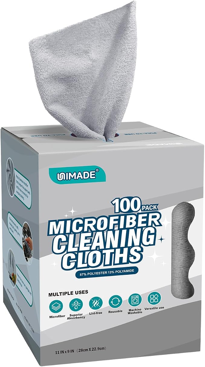UNIMADE Microfiber Cleaning Cloth, 100 Sheets Microfiber Towels by Unimade