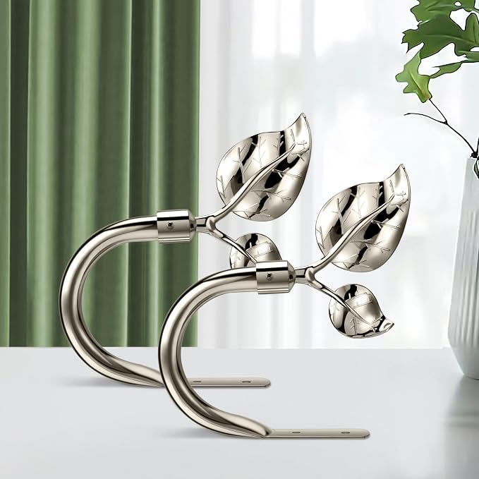 HIKMLK Leaf Shaped Curtain Tieback Holdbacks 2pcs, Handmade Metal Curtain Side - Image 2
