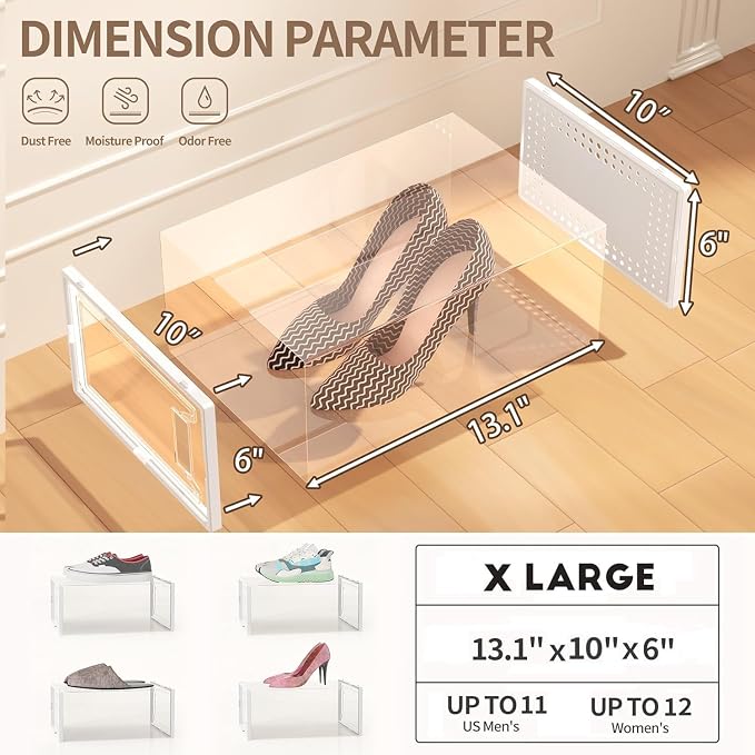 12 Pack X Large Shoe Organizer Storage Boxes - Image 6
