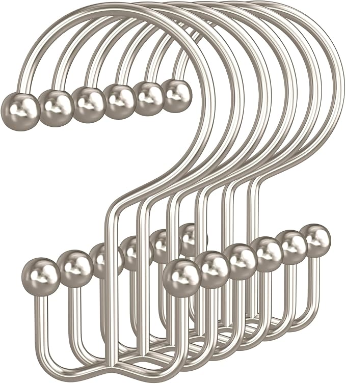 Bathway Shower Curtain Hooks Nickel Shower Curtain Rings, Metal Shower Hooks by Bathway