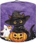 Halloween Cute Black Cat Pressure Cooker Dust Cover with Top Handle and Storage Pocket 6 Quart Air Fryer Rice Cooker Protector Covers Kitchen Appliance Decoration