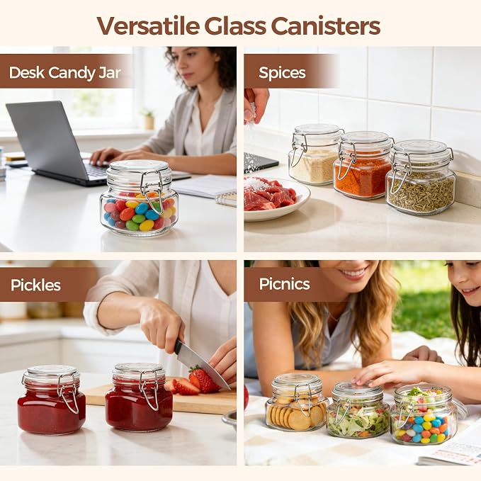 ComSaf Square Glass Food Jars 17 oz 6 Pack - Image 7