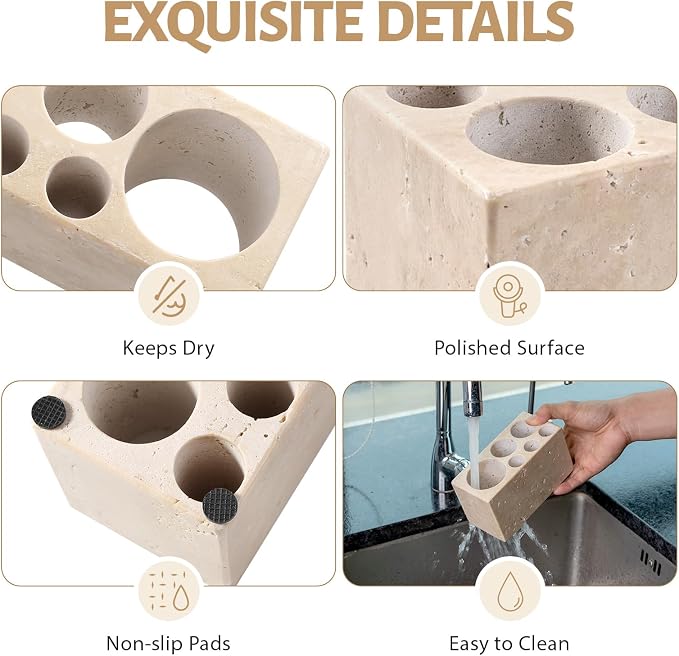 BCS Travertine Toothbrush Holder - Image 5