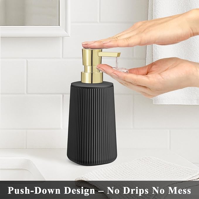 Black and Gold 2 Pack Hand Soap Dispensers Set | - Image 2