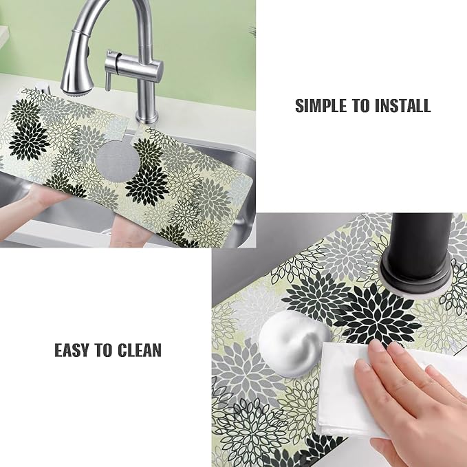 Sink Faucet Absorbing Mat, 2 Pack Drying Mat Around Faucet Sink Splash Guard - Image 6