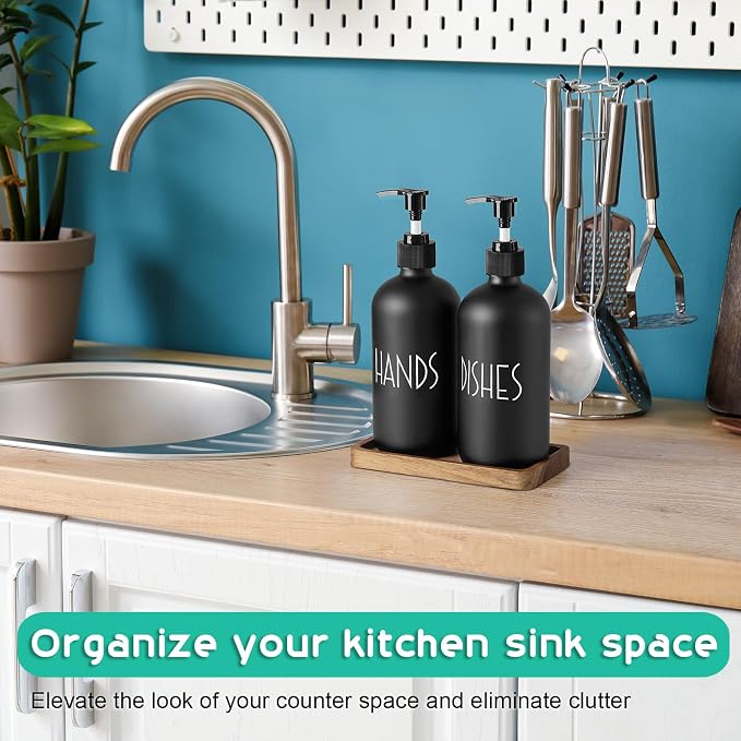 ALELION Black Dish Soap Dispenser Set - Image 2