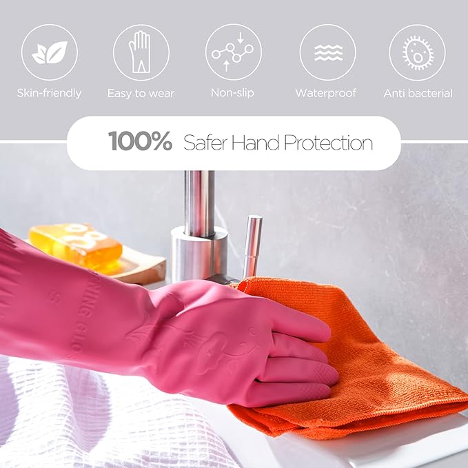 Rubber dishwashing gloves 3 or 6 Pairs - Image 3