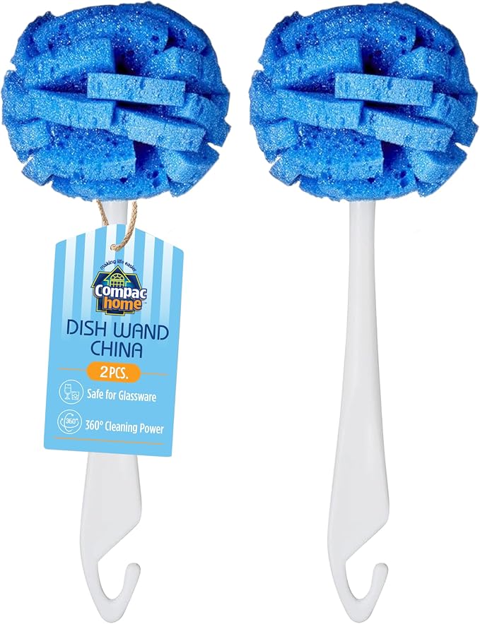 Compac Home Dish Wand China Durable Foam Sponge Petals Brush and Clean Dishes - Image 2