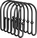 AmazerBath Shower Curtain Hooks, Simple Black Shower Curtain Hooks Rust Proof by AmazerBath