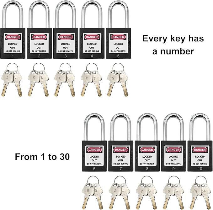Lockout Tagout Locks, Safety Padlocks, Loto Locks Keyed Differently Lock Out Tag Out Device Plastic with Lockout TagOut Tags Kits