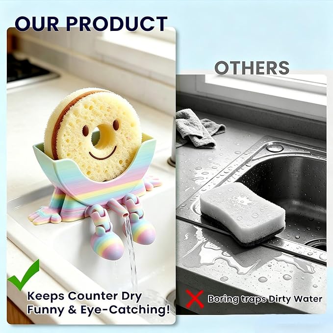 Creative Drainage Sponge Holder: Traceless Glue, 3D Printed Funny Kitchen Sink - Image 4