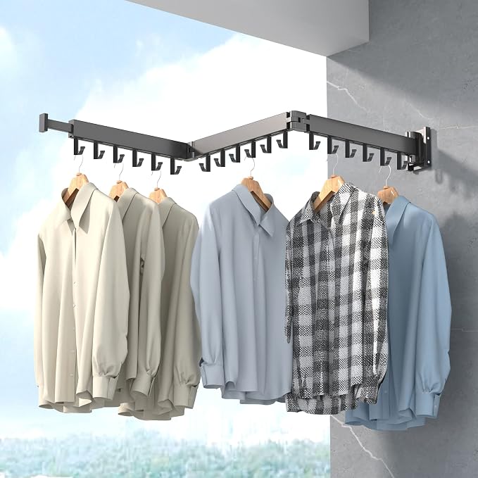 ZdwCyl Clothes Drying Rack Wall Mounted, Laundry Rack Wall Wount, Drying Rack - Image 9