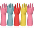 Rubber Cleaning Gloves Dishwashing 5 Pairs Kitchen Gloves Reusable Medium | by Orerered