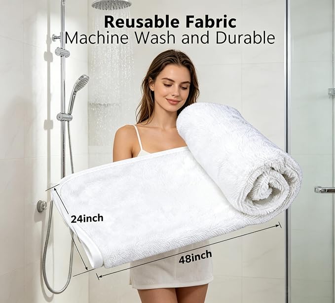 White Dual-Sided Microfiber Bath Towel, 2 Pack 48"x24" Ultra Absorbent Quick - Image 7