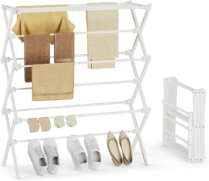 Foldable Clothes Drying Rack, Reinforced Joints, rustproof carbon steel by SpaceHidden