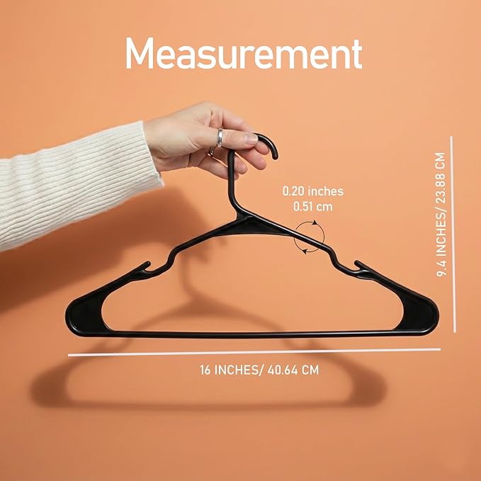 Utopia Home Plastic Hangers 30 Pack – Space Saving Clothes Hanger Black | - Image 2