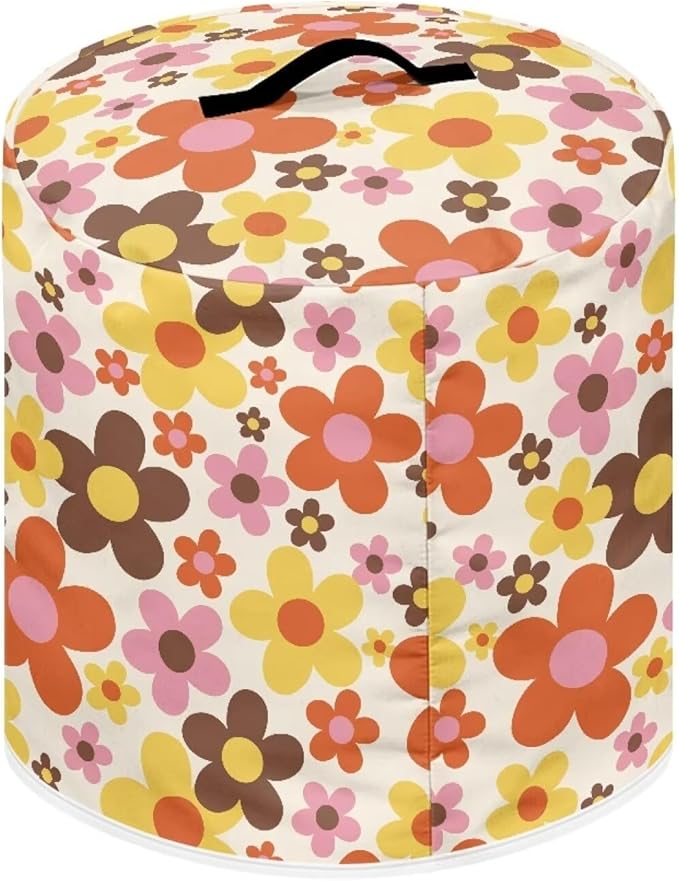 TODIYADDU Red Yellow Hippie Floral Pressure Cooker Cover for 3 Quart Instant Pot Insulated Kitchen Appliance Dust Cover for Round Pressure Cooker Practical Instant Pot Air Fryer Accessories
