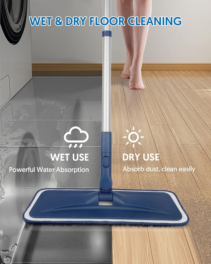 BPAWA Microfiber Mops for Floor Cleaning: Flat Mop for Wood Laminate Tile | 4 - Image 2