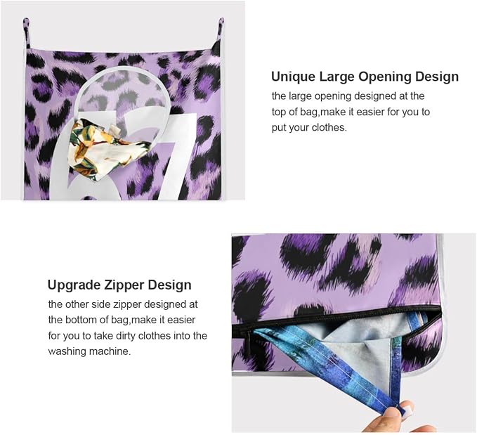 2PCS Hanging Laundry Hamper Bag Over the Door Laundry Hamper Wall Hamper Large - Image 4