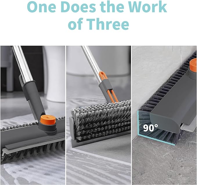AIR U+ Floor Scrub Brush with Long Handle, 3-in-1 Rotating Head & Squeegee | - Image 3