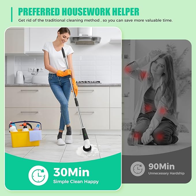 YKYI Electric Spin Scrubber, Cordless Power Cleaning Brush - Image 5