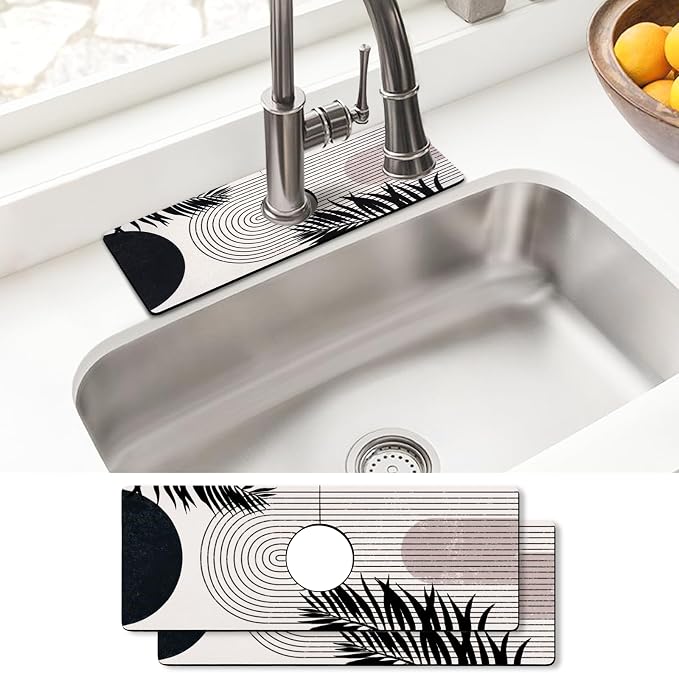 Sink Faucet Absorbing Mat, 2 Pack Drying Mat Around Faucet Sink Splash Guard by BathtubMat