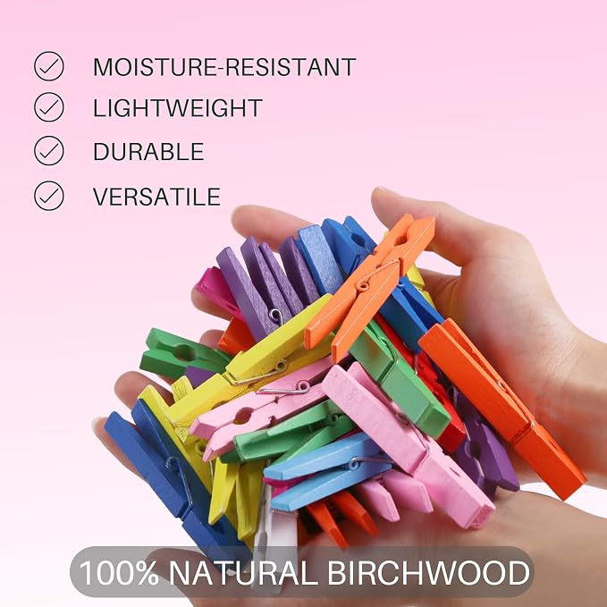 10 Colored Wooden Clothespins 50 PCS, 2.9 Inch Heavy Duty Clothes Pins | - Image 2