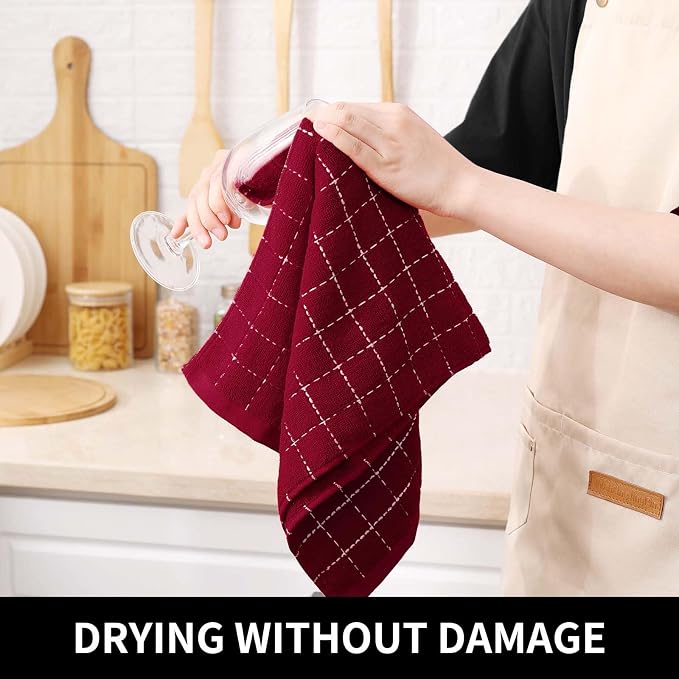 Homaxy Kitchen Towels and Dishcloths Set, Brick Red - Image 5