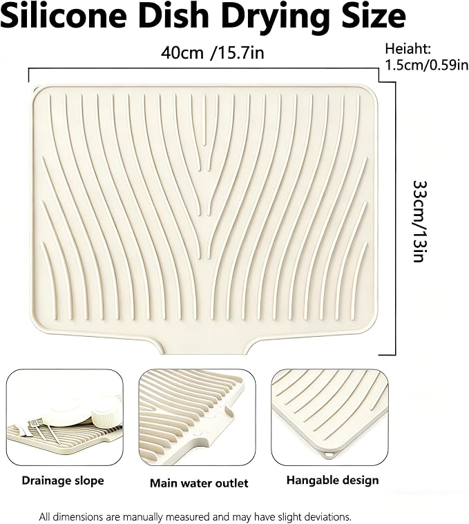 Silicone Dish Drying Mat, 15.7"*13"Dish Drying Pad, Kitchen Accessories - Image 2
