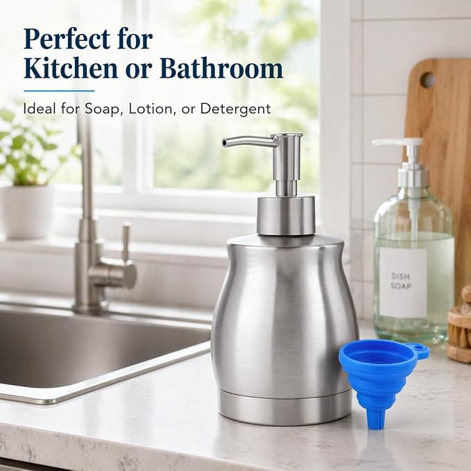 Stainless Steel Countertop Soap Dispenser Liquid Bottle and Pump, Suitable - Image 2