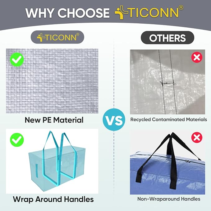 TICONN 6 Pack Extra Large Moving Bags Heavy Duty - Image 4