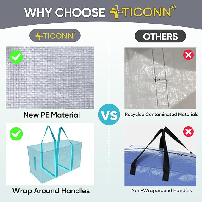 TICONN 4 Pack Extra Large Moving Bags Heavy Duty - Image 4