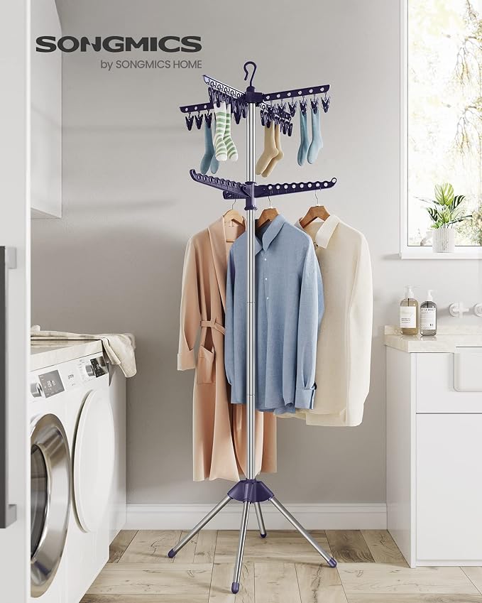 SONGMICS Clothes Drying Rack, 72.8-Inch Drying Rack, 3 Rotatable Arms | - Image 2