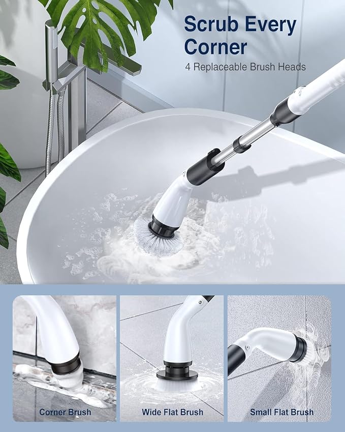 PUNOMO Electric Spin Scrubber for Bathroom & Shower, Power Cleaning Brush - Image 3