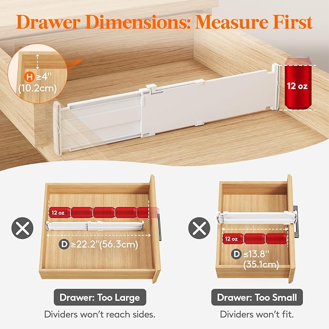 Lifewit 5 Pack 4" High Drawer Dividers, Adjustable Drawer Organizer Clothes | - Image 6