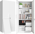 71" H Metal Garage Storage Cabinets with Adjustable Shelves,Steel Tall Cabinets with 2 Lockable Doors,Kitchen Pantry Cabinet,Metal Cabinet for Home/Office/Warehouse,White