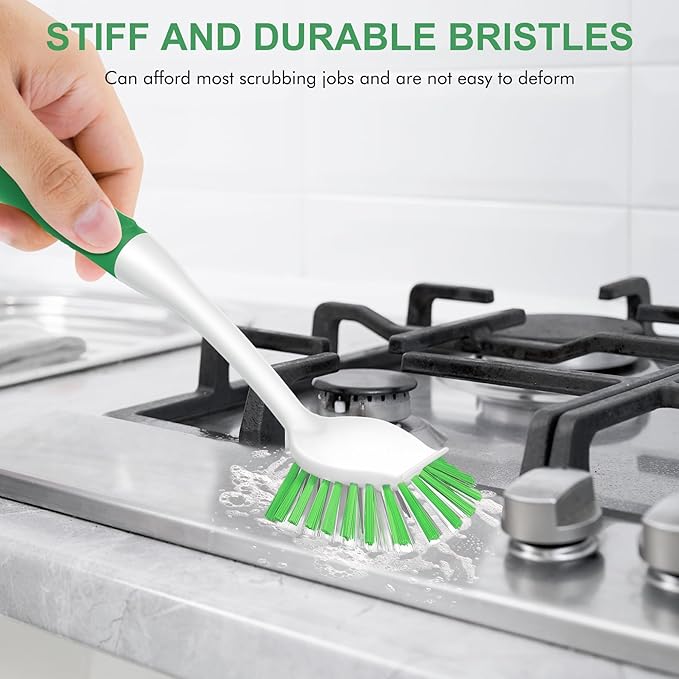 SetSail Dish Brush with Handle, 3 Pack Stiff Bristles Dish Scrubber, Non-Slip - Image 4