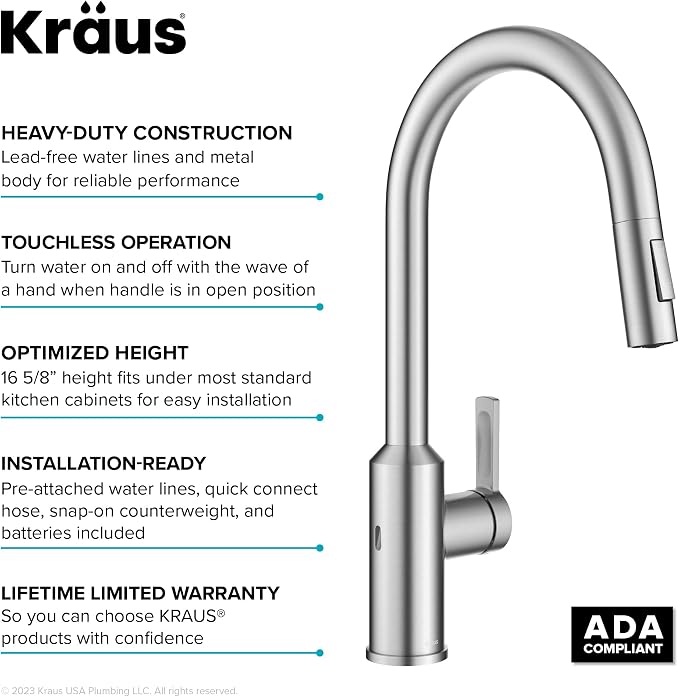 KRAUS Oletto Touchless Sensor Pull-Down Single Handle Kitchen Faucet in - Image 15