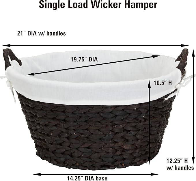 Household Essentials Round Wicker Laundry Basket - Image 4