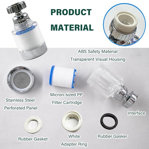2-Pcs Sink Water Faucet Filter, 360 Degree Rotating Faucet Filter Water Filter - Image 3