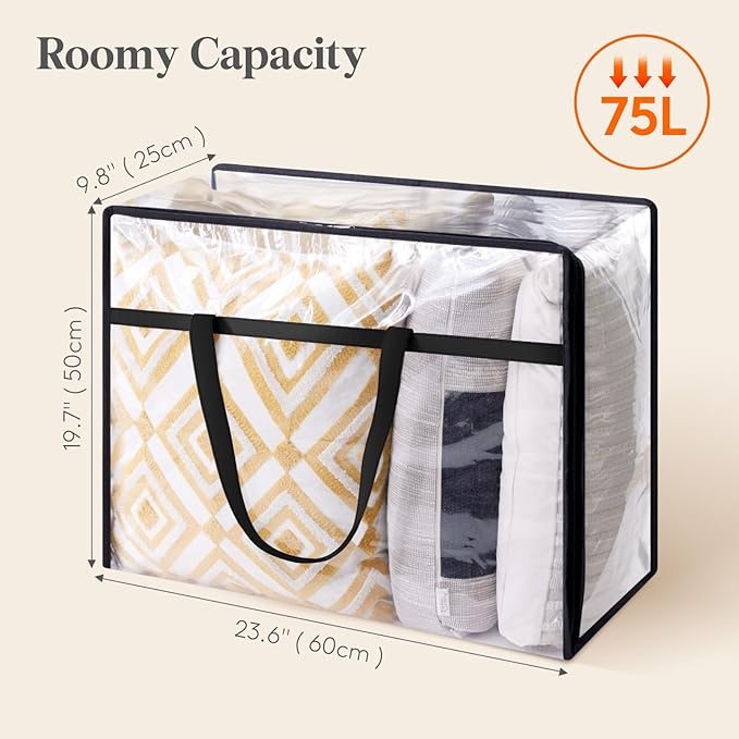 Lifewit 8 Pack Clear Clothes Storage Bags, 75L Plastic Blanket Storage Bag - Image 4