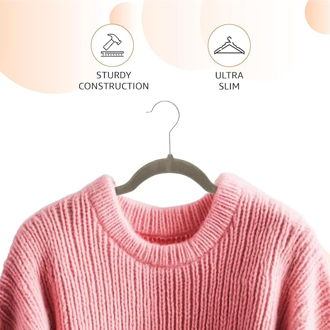 Amazon Basics Slim Velvet Non-Slip Space Saving Suit Clothes Hangers, Sturdy - Image 3
